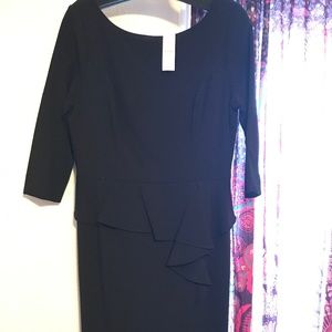 White House Black market kneelength stretch black dress three-quarter sleeves